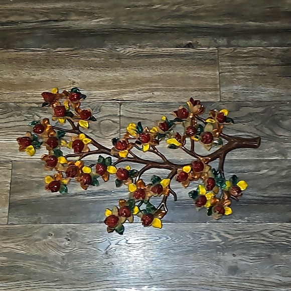 Syroco Inc floral wall decor vintage red flowers mcm boho - Picture 1 of 9